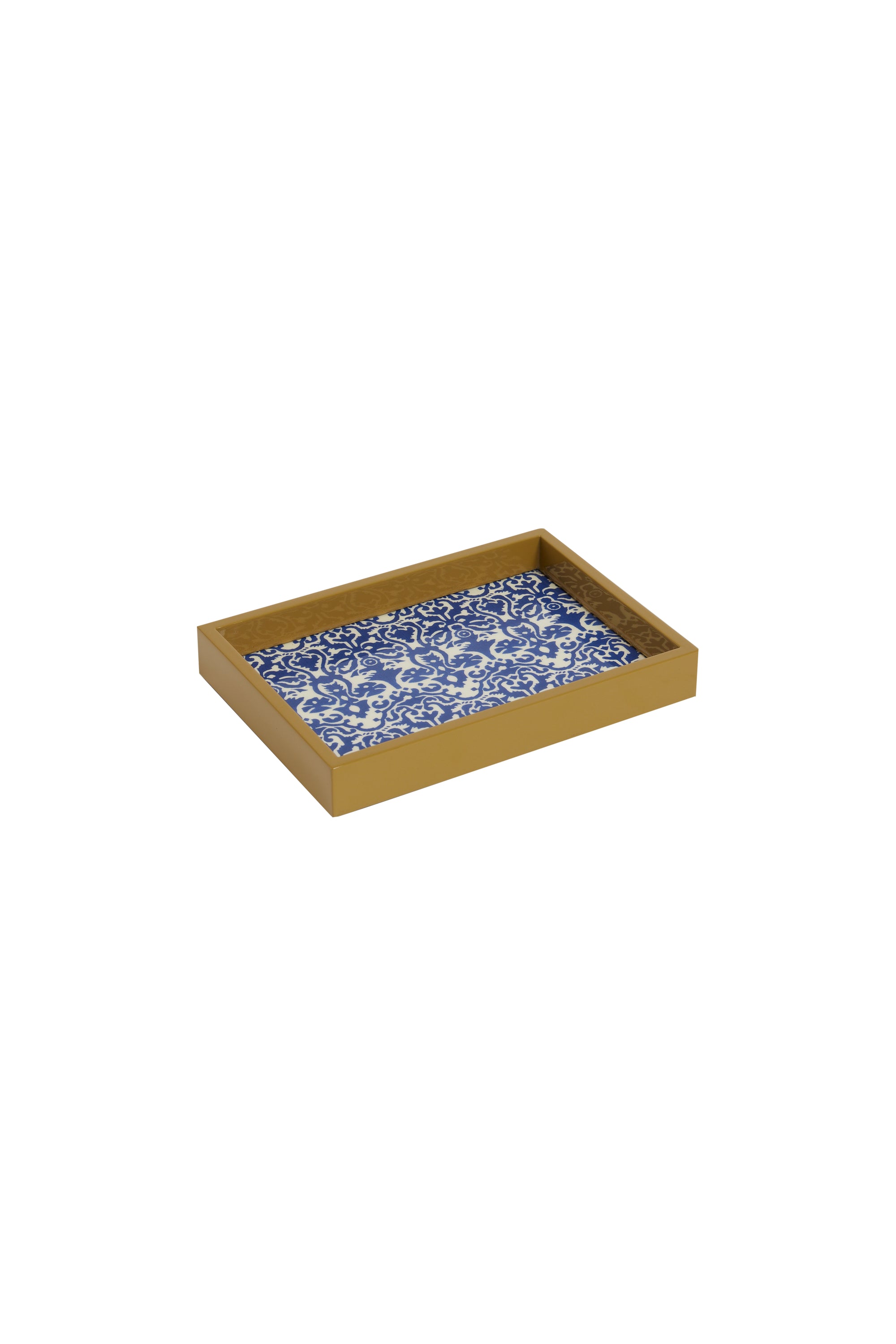 Lisa Corti Rectangular Tray Damask Blue 5" x 7"