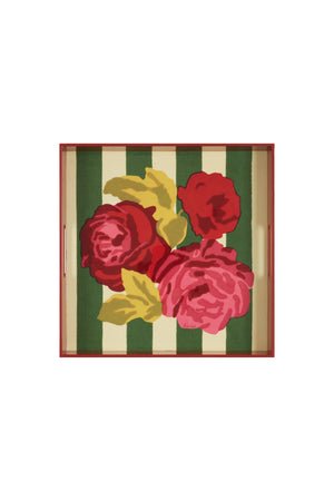 Lisa Corti 16" x 16" Nizam Stripes Lacquered Tray