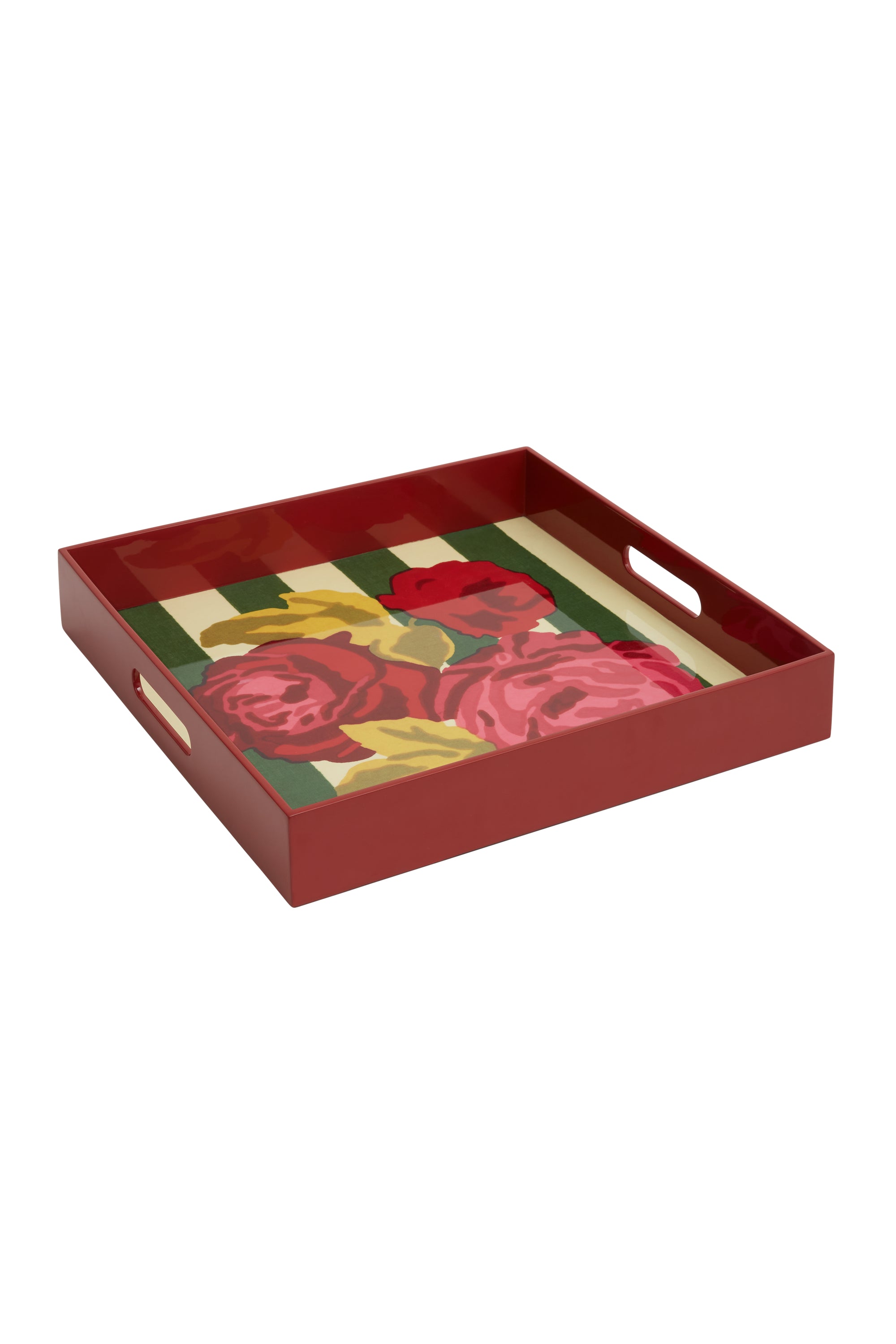 Lisa Corti 16" x 16" Nizam Stripes Lacquered Tray