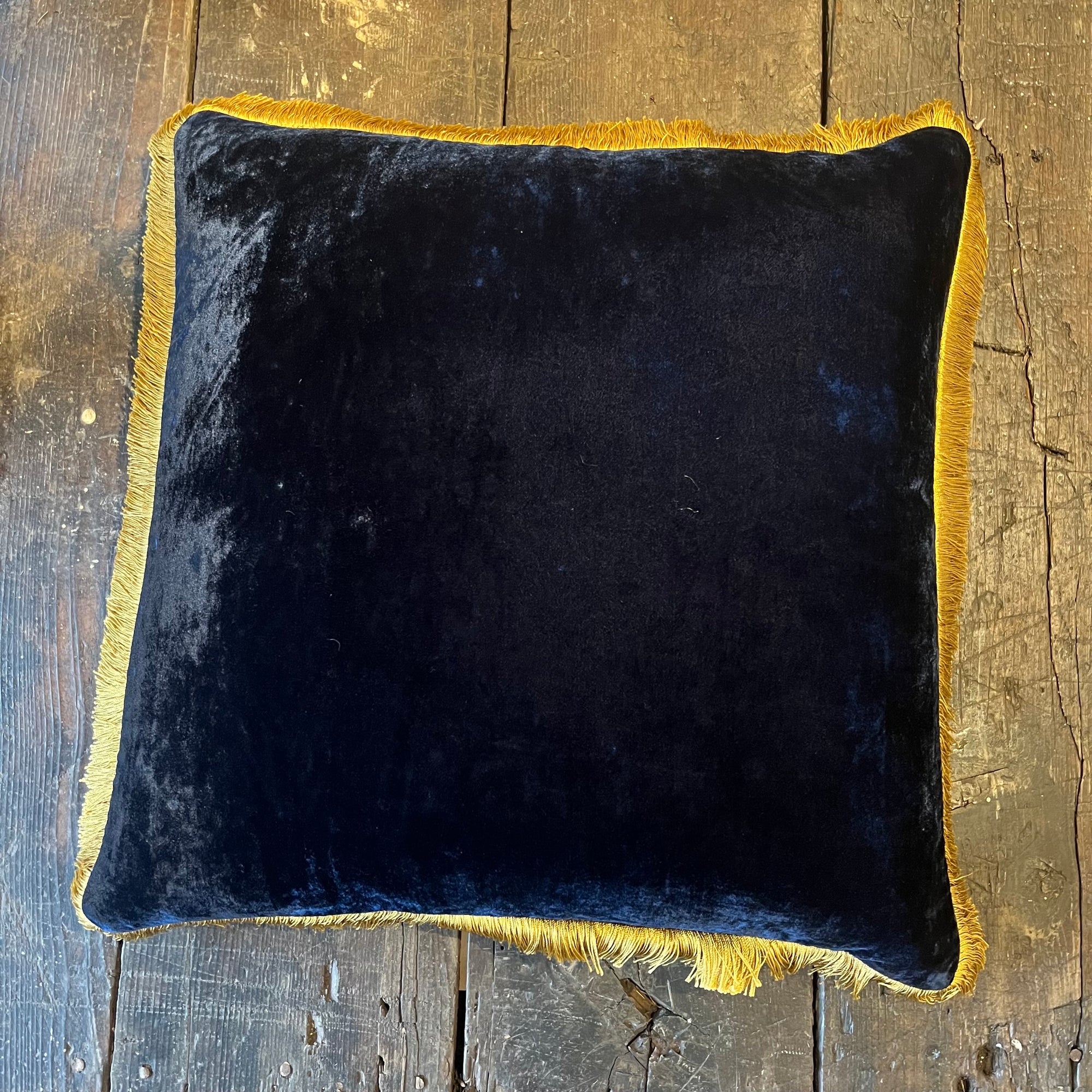 Anke Drechsel Sapphire 20" x 20" Pillow with Gold Fringe Fall 2024