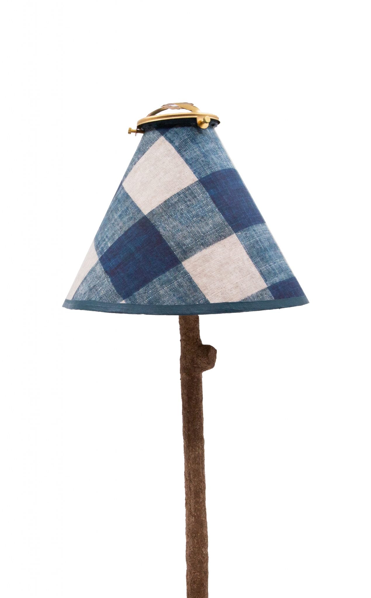 Antoinette Poisson Conical Clip On Lamp Shade in Carreaux Indigo