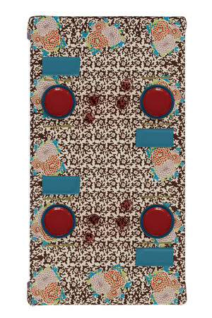 Lisa Corti 71" x 138" 100% Cotton Tablecloth in Arabesque Corolla Natural Coffee