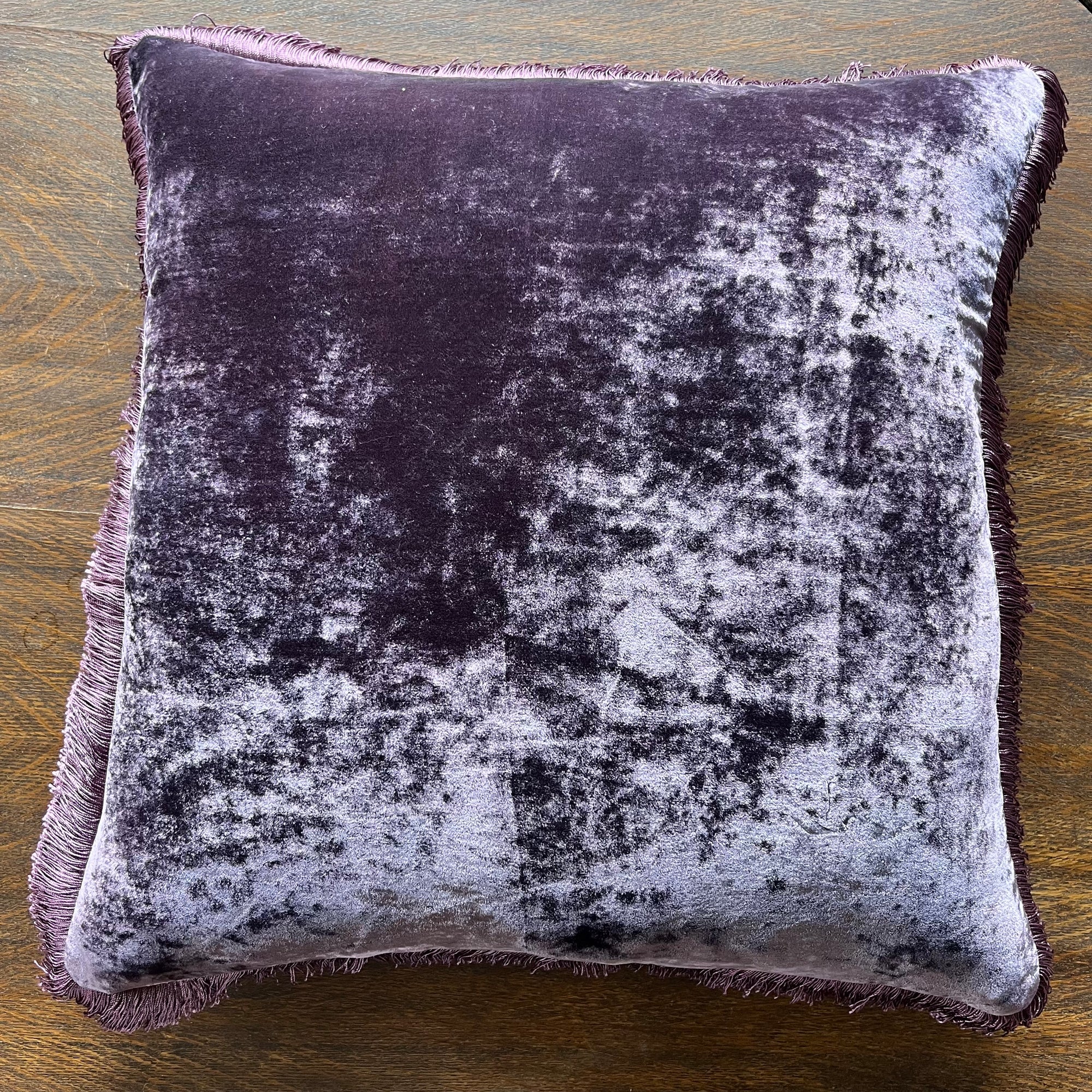 Anke Drechsel Purple Silk Pillow with Purple Fringe 20" x 20". Spring 24