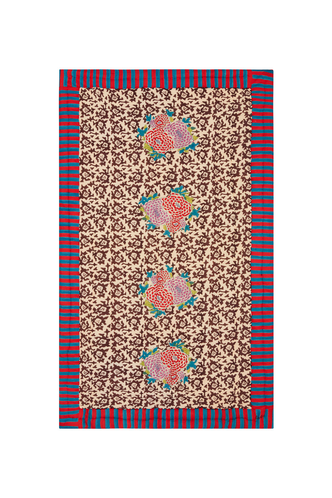 Lisa Corti Junior Quilt in Arabesque Corolla Natural and Coffee
