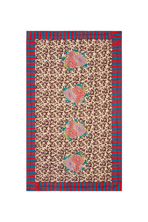 Lisa Corti Junior Quilt in Arabesque Corolla Natural and Coffee