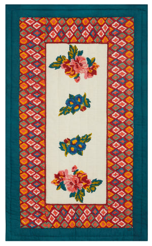 Lisa Corti Junior Reversible Quilt Bouque Cream 43" x 71"