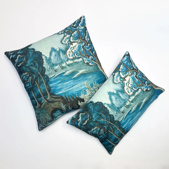 PATCH NYC Blue Tapestry Pillow 14" X 20"