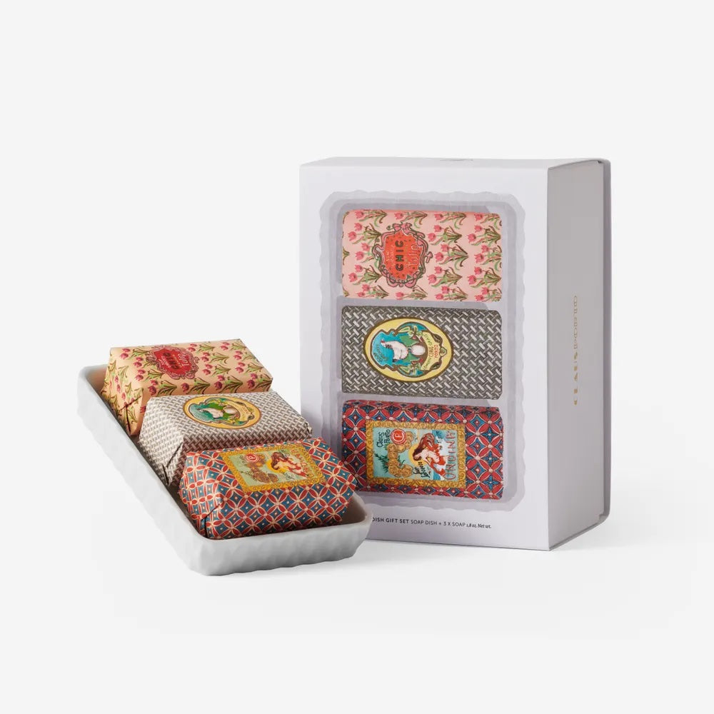 Claus Porto Classico Gift Set with Soap Dish Chicken, Ondina and Chic Tulip