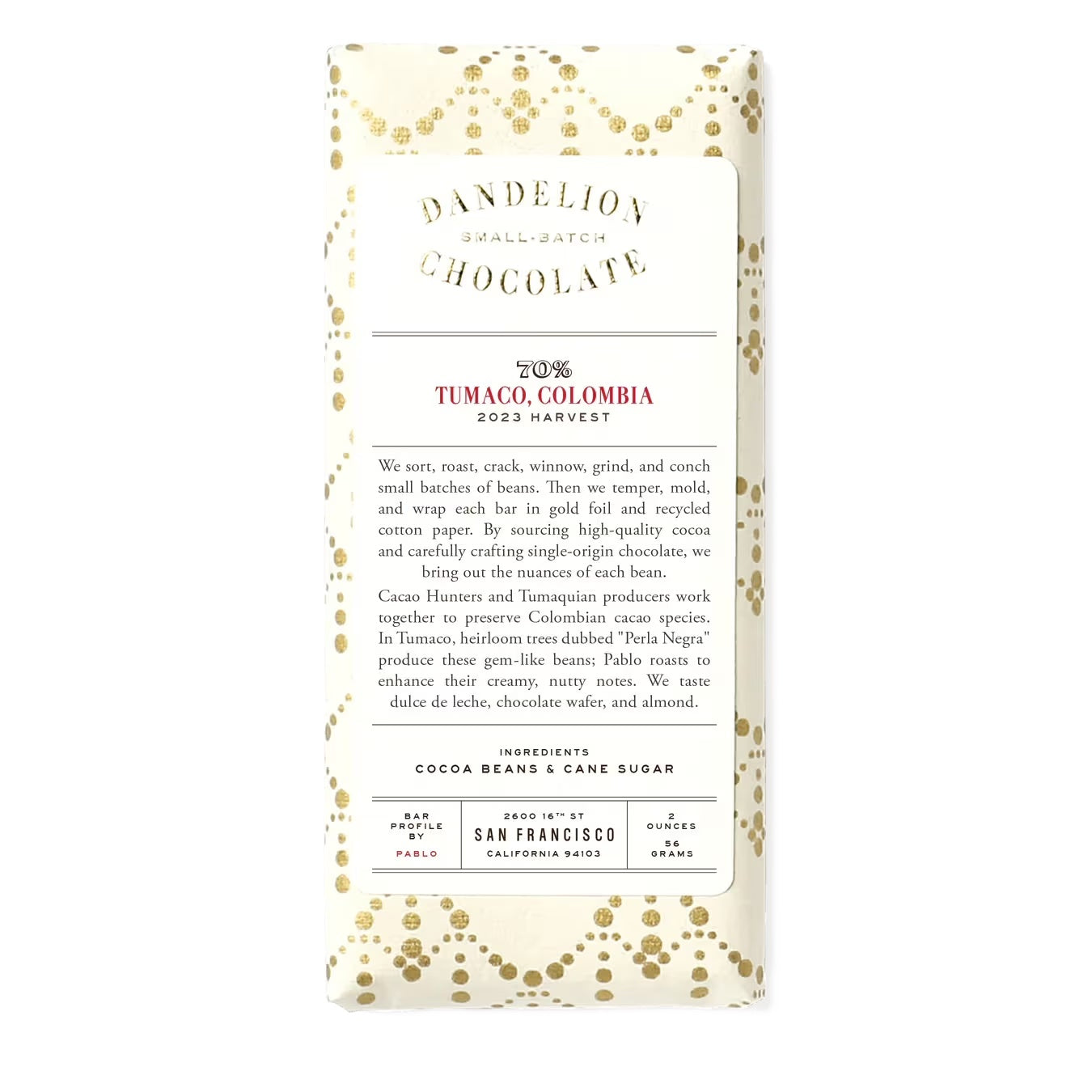 Tumaco Single Origin Chocolate Bar Colombia