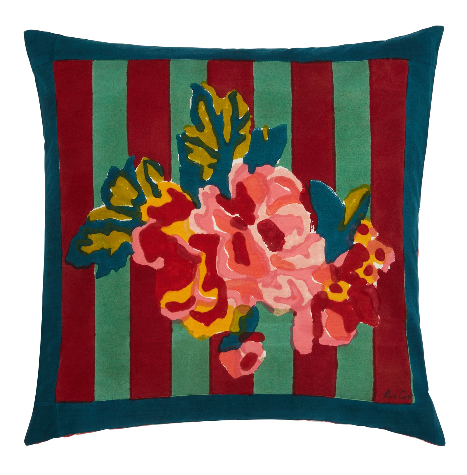 Lisa Corti Bouquet Cream 18" x 18" Pillow 100% Cotton