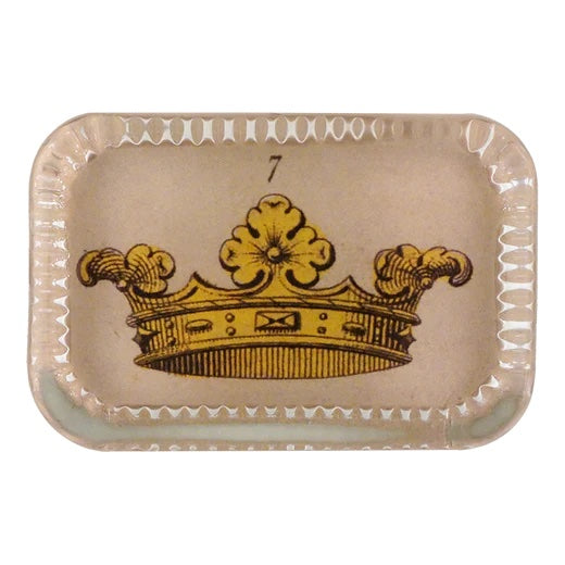 John Derian Crown #7 Dotted Edge Rectangular Decoupage Paperweight