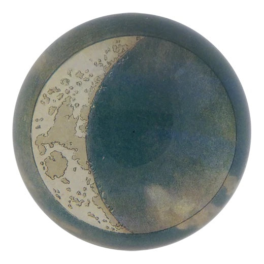 John Derian Blue Crescent Dome Decoupage Paperweight