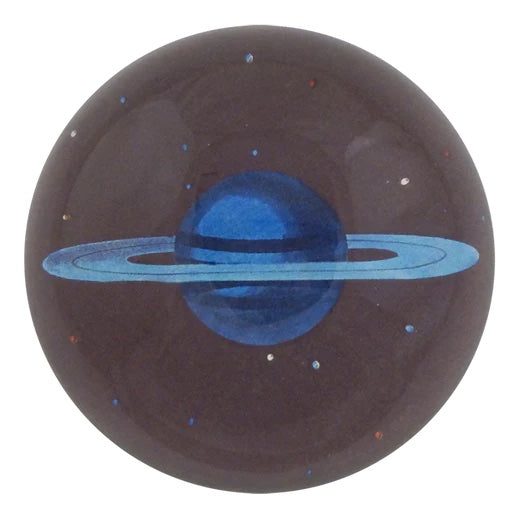 John Derian Blue Saturn Dome Decoupage Paperweight