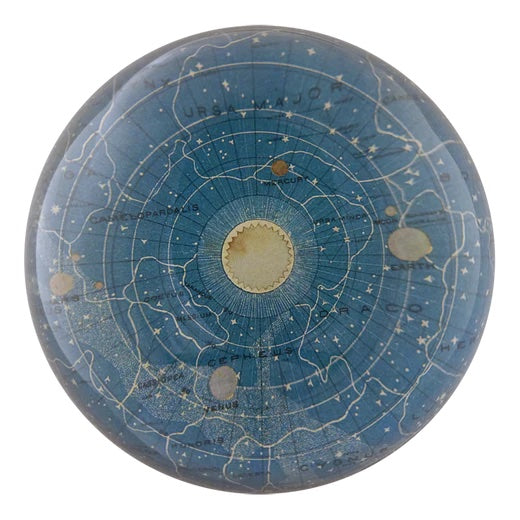 John Derian Blue Universe Dome Decoupage Paperweight