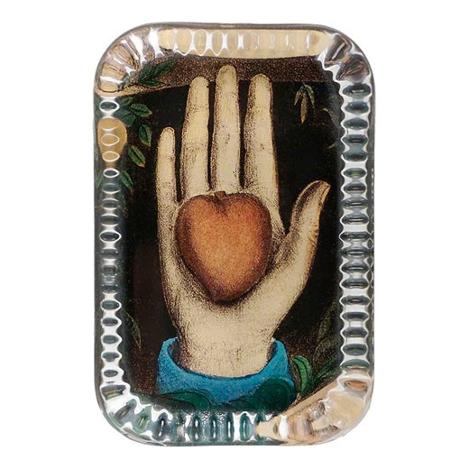 John Derian Heart in Hand Dotted Edge Paperweight