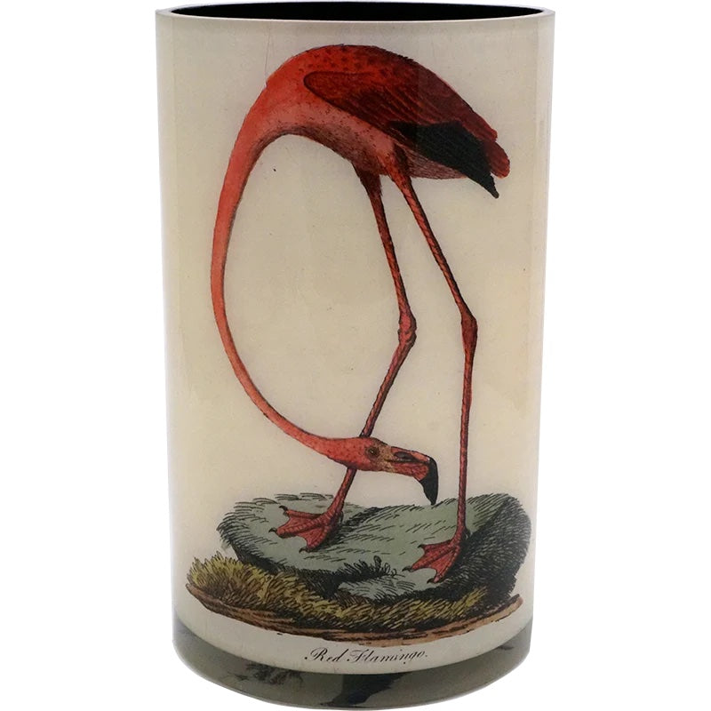 John Derian Birds 12" Decoupage Cylinder Vase with Liner