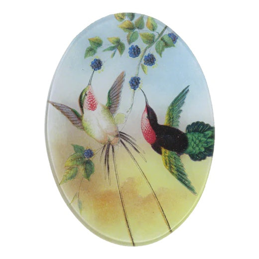 John Derian Pair of Hummingbirds 5" x 7" Oval Decoupage Plate