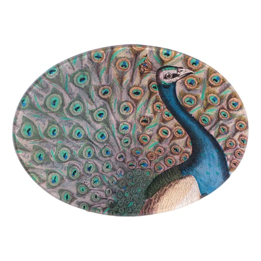 John Derian Peacock Flourish 5" x 7" Oval Decoupage Plate