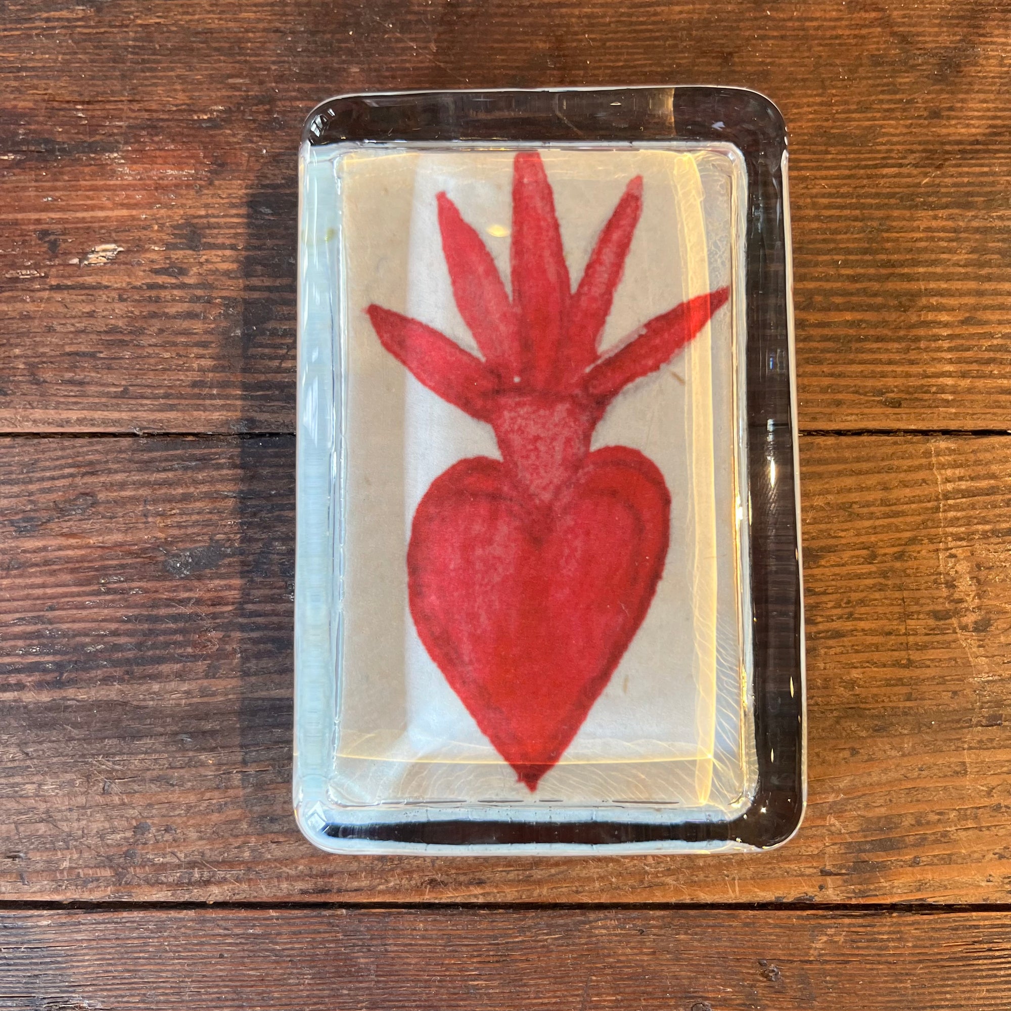 John Derian Painted Heart Rectangular Paperweight