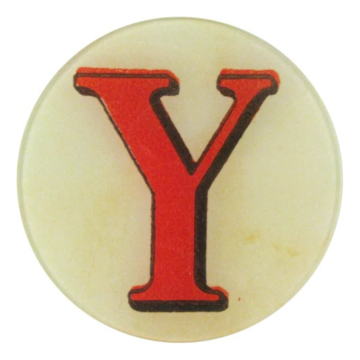 John Derian Decoupage Round Red Letter Y