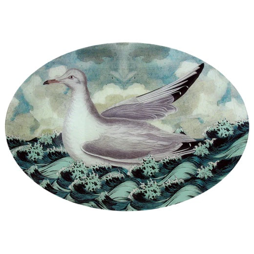 John Derian Seagull 13" x 18" Oval Decoupage Plate