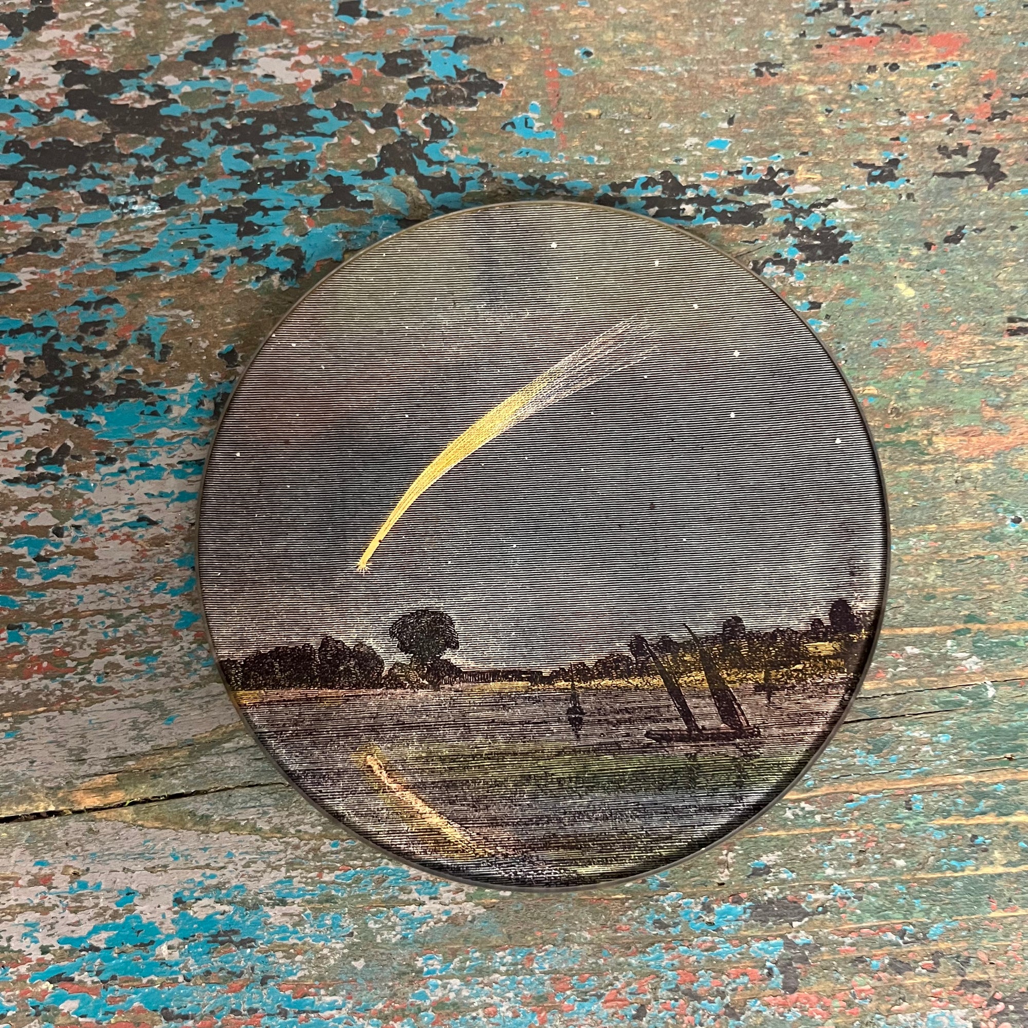 John Derian Shooting Star 5 3/4' Round Decoupage Tray