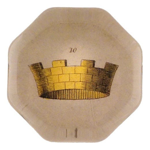 John Derian Crown #10 Octagonal Charm Decoupage Paperweight