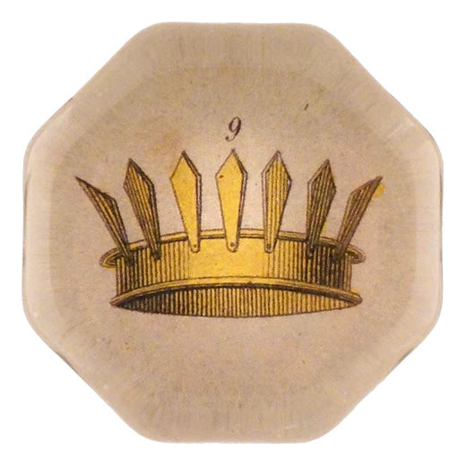 John Derian Crown #9 Octagonal Charm Decoupage Paperweight