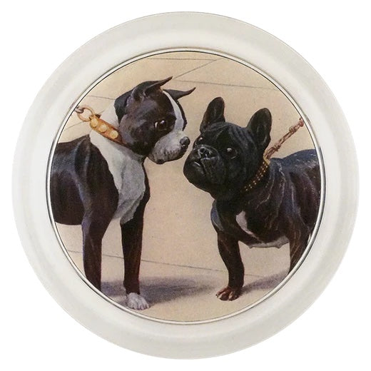 John Derian Boston Terrier & French Bull Dog 6" Decoupage Coaster