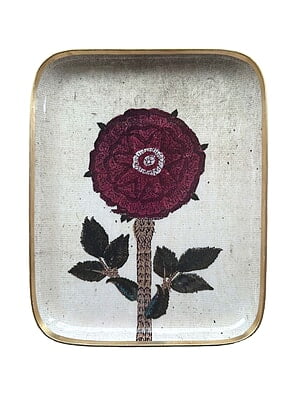 Peony Enameled Decorative Tray
