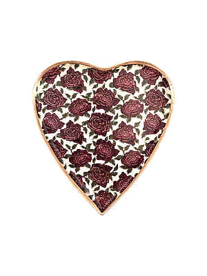 Roses Heart Enameled Decorative Tray