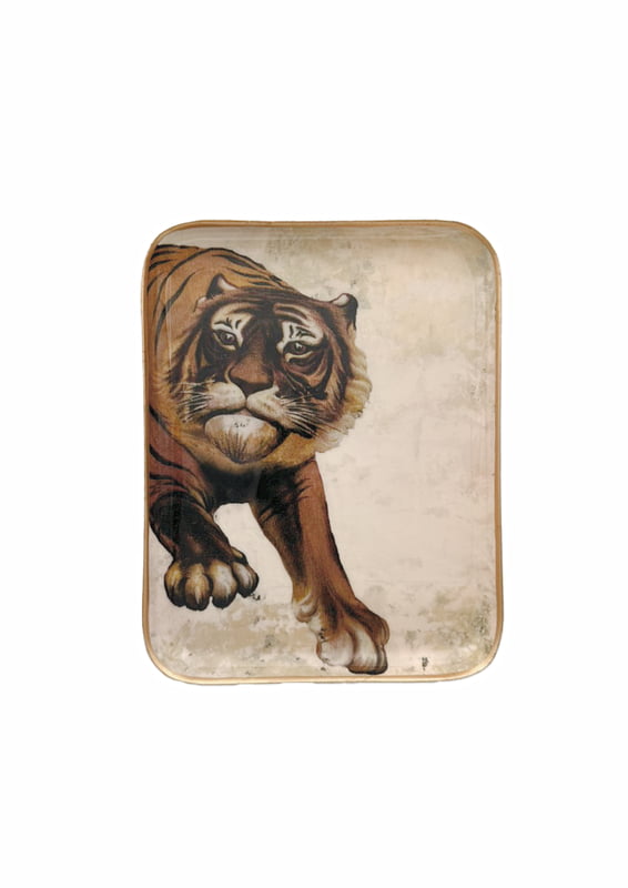 Tiger Enameled Decorative Tray