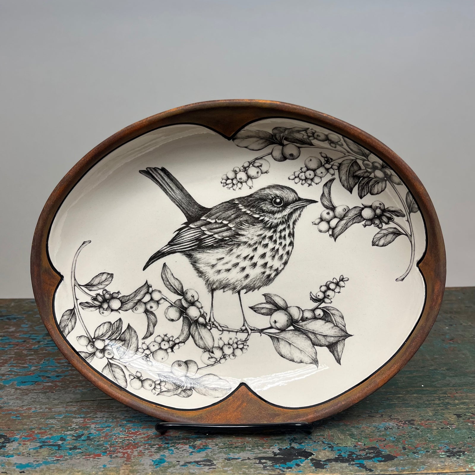 Laura Zindel Hermit Thrush Small Serving Dish