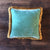 Anke Drechsel Berg Blue Silk Pillow with Gold Fringe 12" x 12"