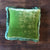 Anke Drechsel Emerald Silk Velvet Pillow with Air Blue Fringe 12' x 12"