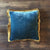 Anke Drechsel Majolica Blue Silk Pillow with Gold Fringe 12" x 12"