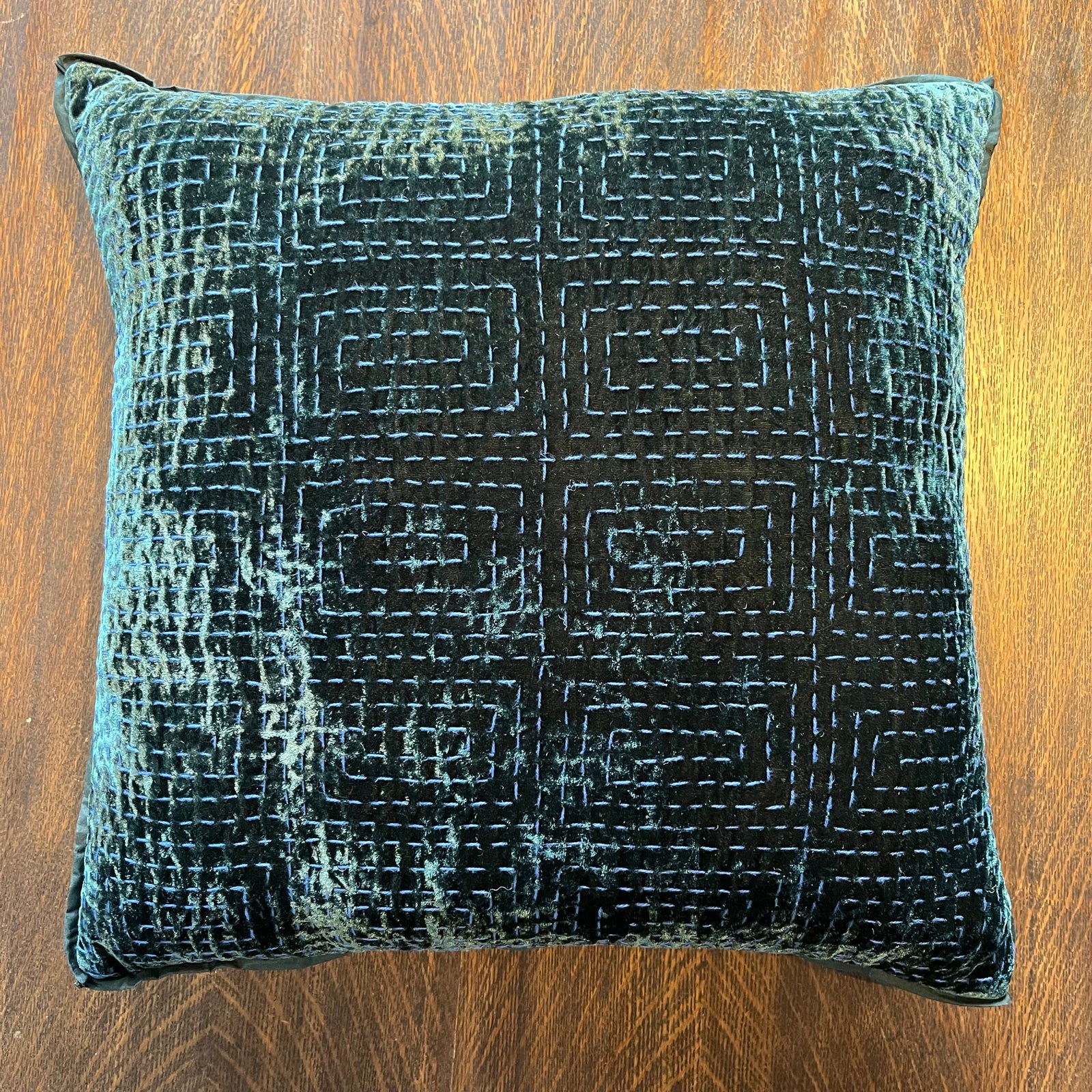 Anke Drechsel Metril Teal Silk Velvet Pillow 18" x 18"