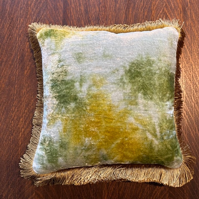 Anke Drechsel Shaded Mint Pillow 10.6" x 10.6" with Gold Fringe