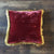 Anke Drechsel Wine Silk Velvet Pillow with Gold Fringe 12" x 12"