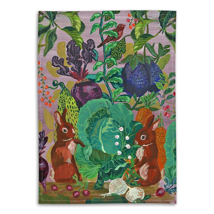 The Rabbits in the Cabbage Patch Tea Towel by Nathalie Lete