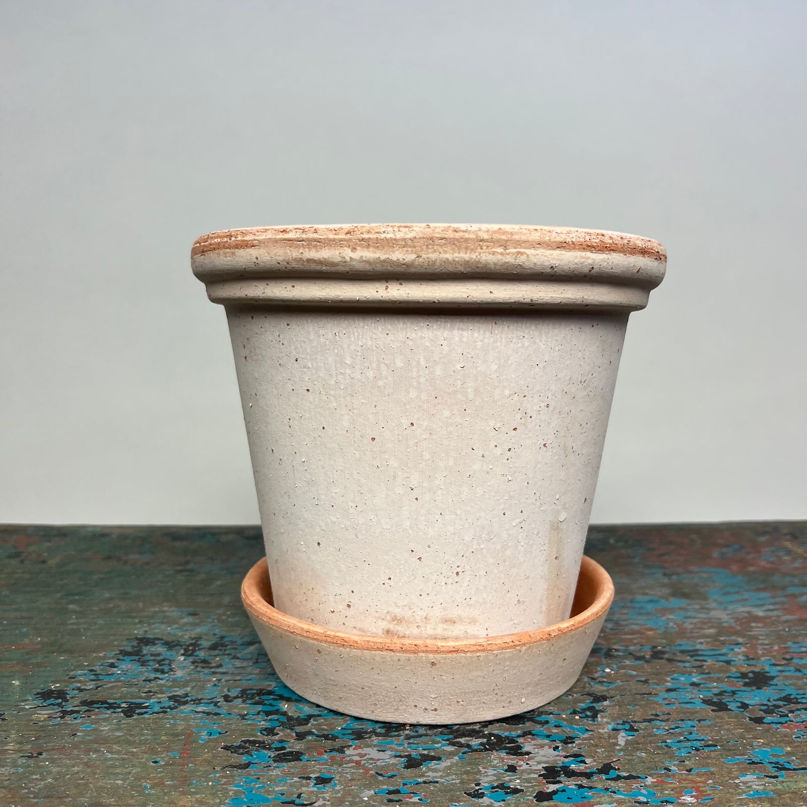 Bergs #16 Flora Pot with Saucer in Raw Rosa