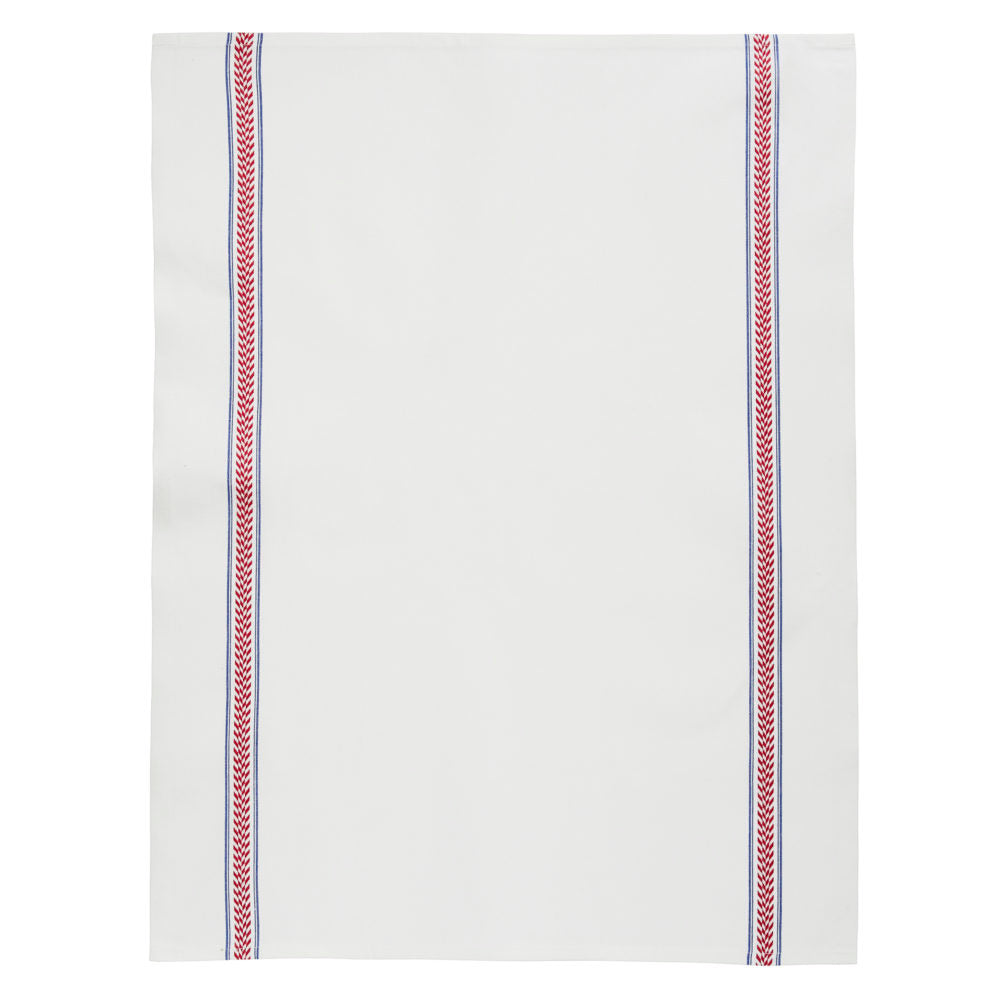 French Epi Cotton Tea Towel White/Red