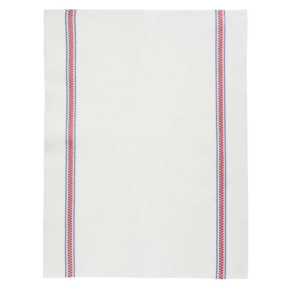 French Epi Cotton Tea Towel White/Red