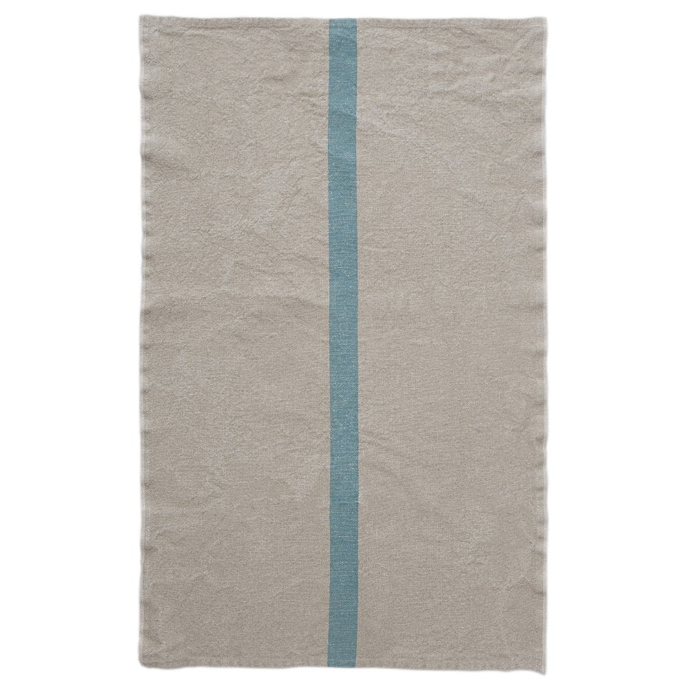 Charvet Editions Linen Doudou Natural and Aqua Tea Towel