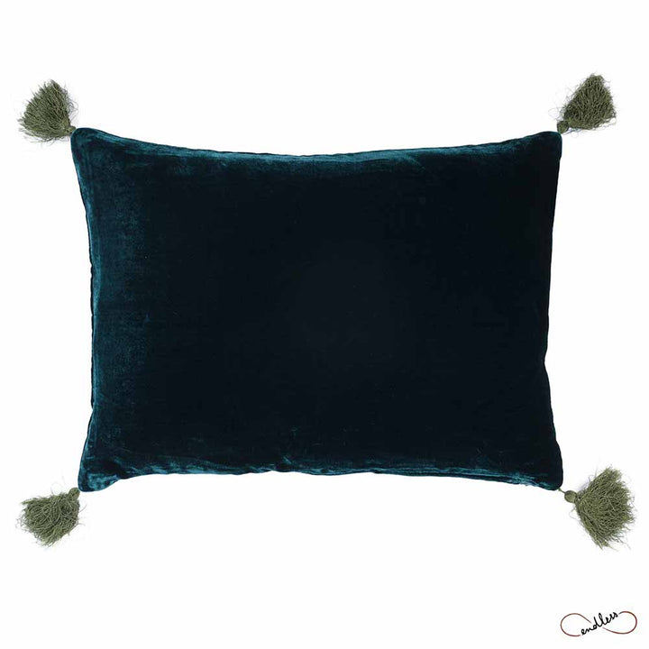 Le Monde Sauvage Goa Pompon Pillow in Blue Coral