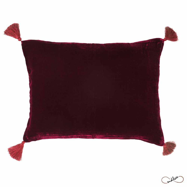 Le Monde Sauvage Goa Pompon Pillow in Burgundy