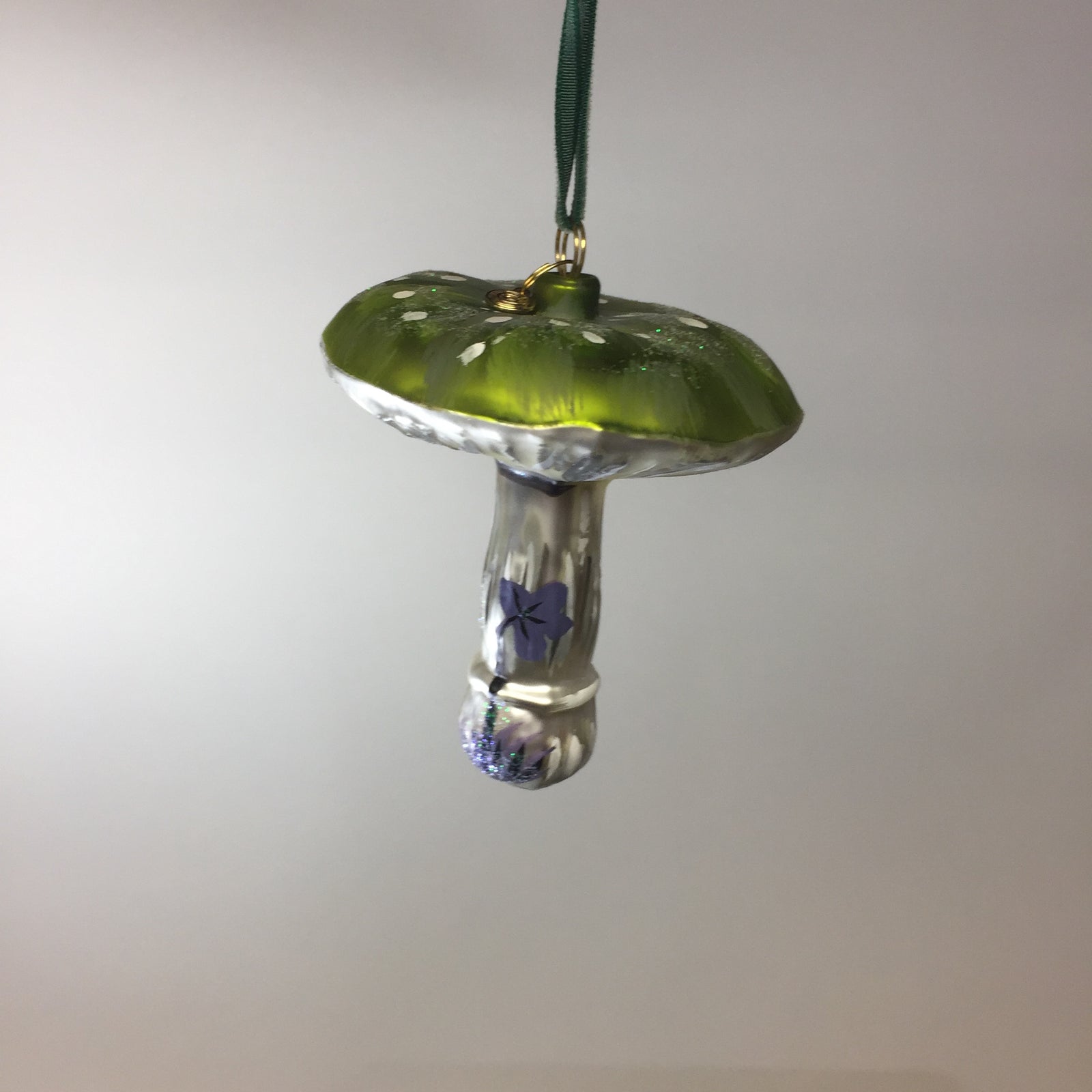 Green Glass Mushroom 3 Ornament by Nathalie Lete