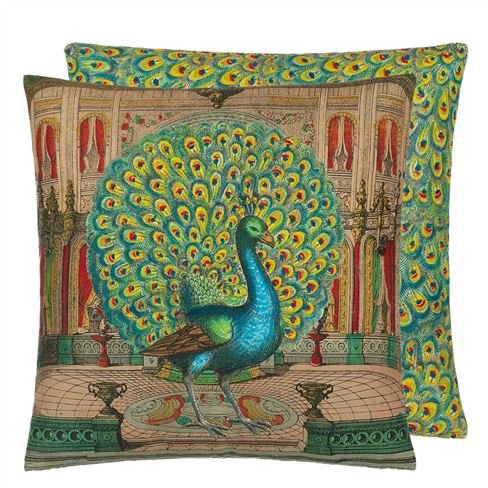 John Derian Peacock Emerald Decorative Pillow 20" x 20"