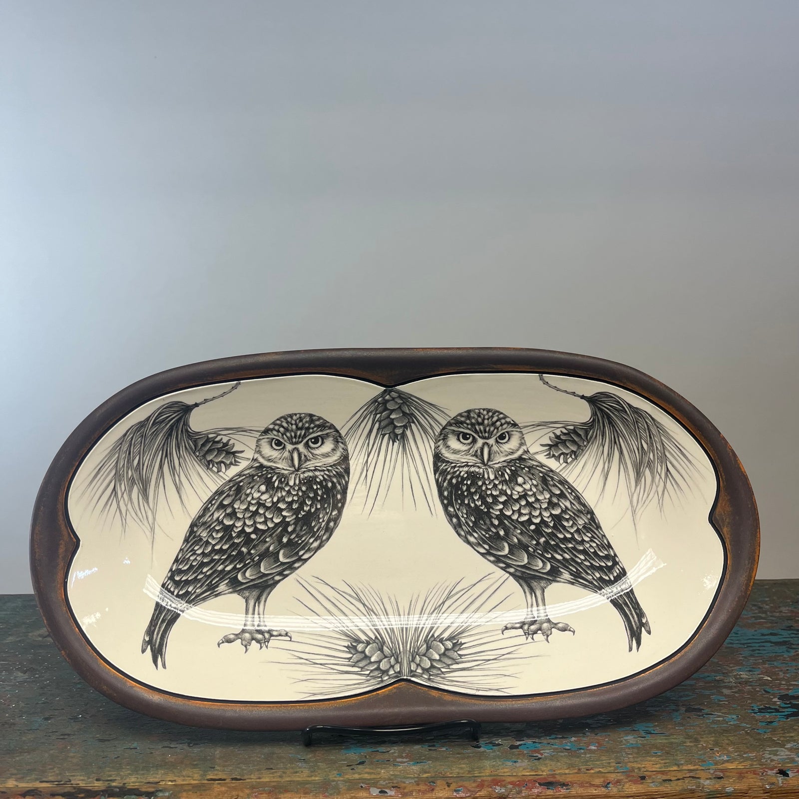Laura Zindel Burrowing Owl Rectangular Serving Dish