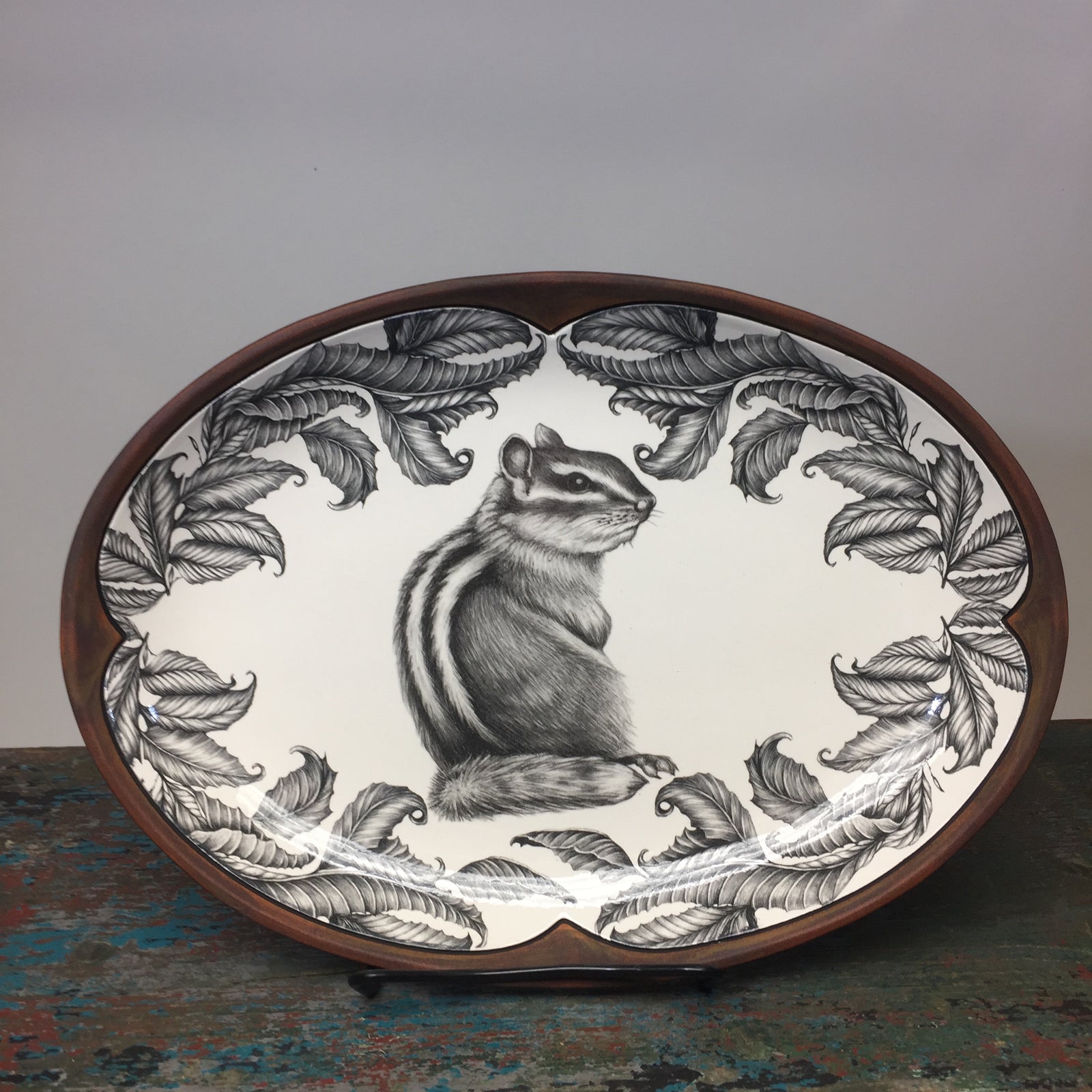 Laura Zindel Chipmunk #3 Small Oval Platter